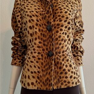 Jones New York Leopard Print Jacket - Brown and Black